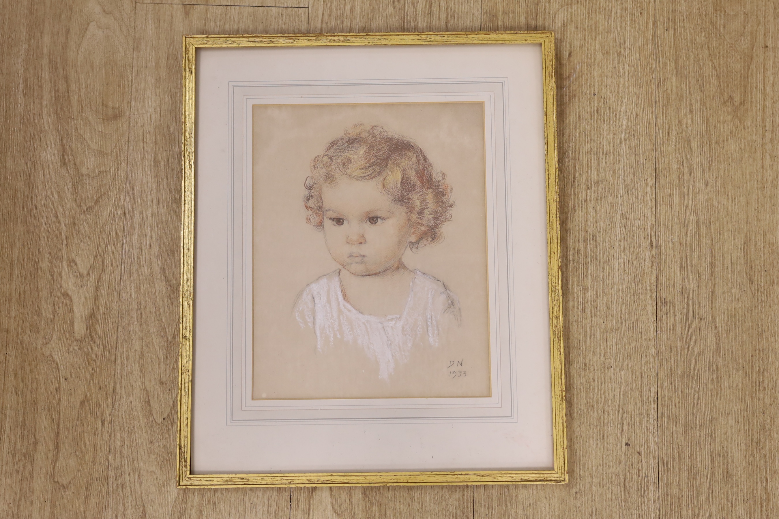 20th century school, pastel, Portrait of the artist's daughter Margaret Oxley (1932-1989), initialled and dated 1933, 30 x 23cm